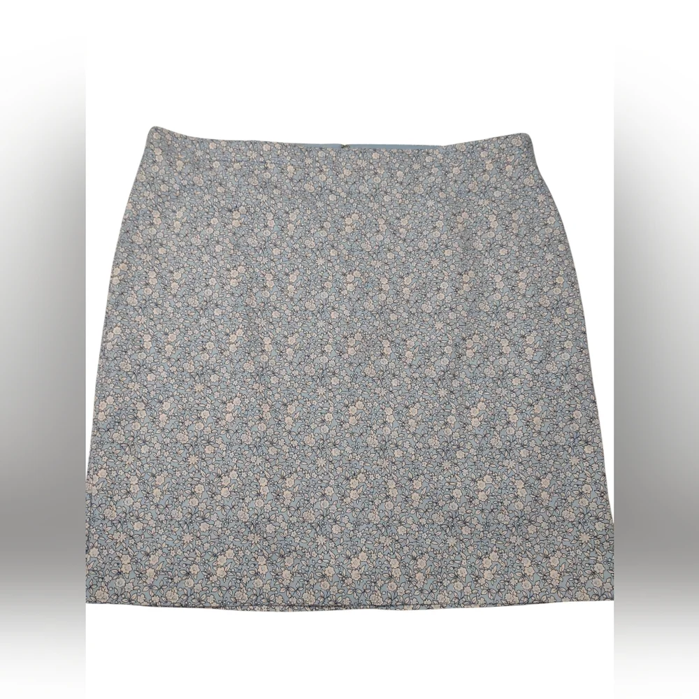 J.‎ Crew Factory Daydream Blue Ivory Floral Pencil Skirt 20 Boho Office Business